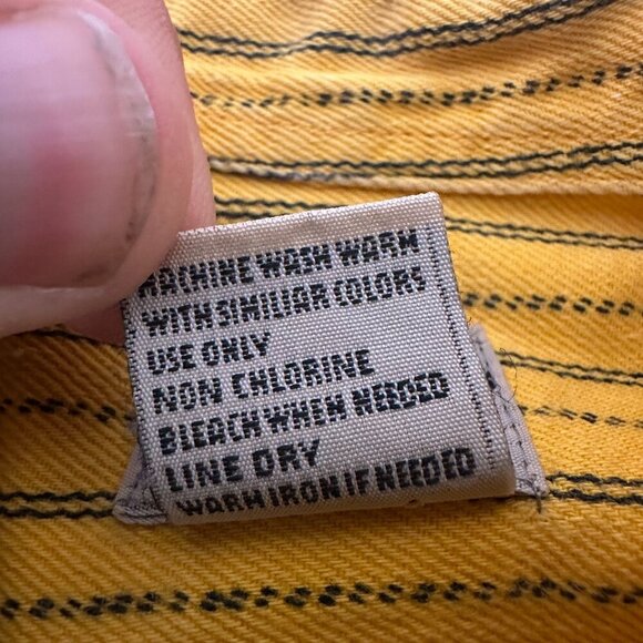 Made To Order Yellow Striped Brushed Twill Cotton Shirt L - Picture 5 of 6